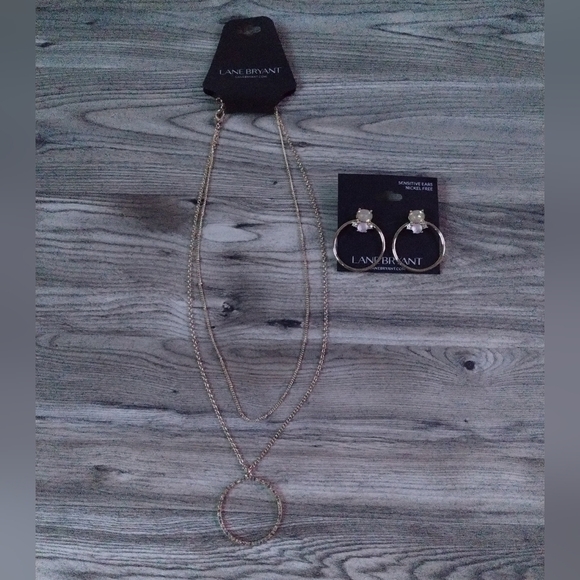 Lane Bryant Gold Tone Earrings and Necklace - Picture 1 of 5